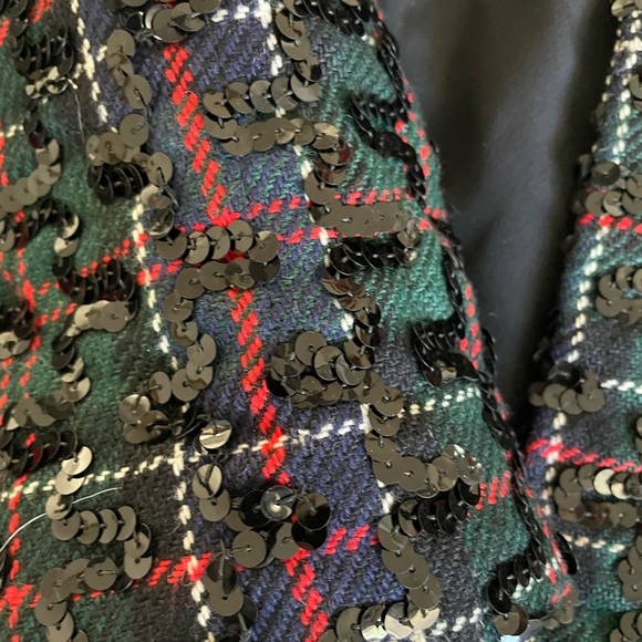 Vintage Sequin Plaid Green and Red Jacket size 8/ Holiday Jacket Christmas - Picture 3 of 16